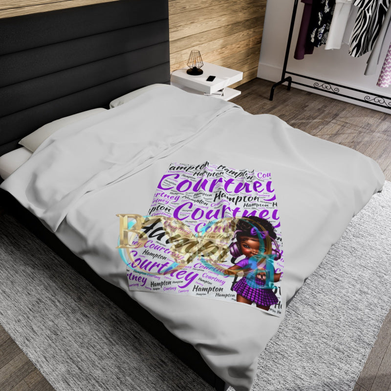 Personalized Velveteen Plush Blanket All Over Prints