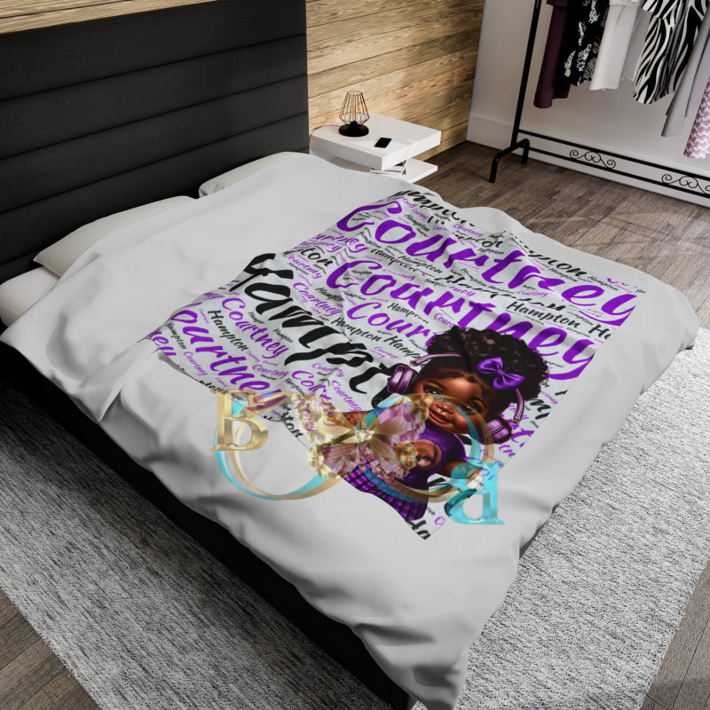 Personalized Velveteen Plush Blanket All Over Prints