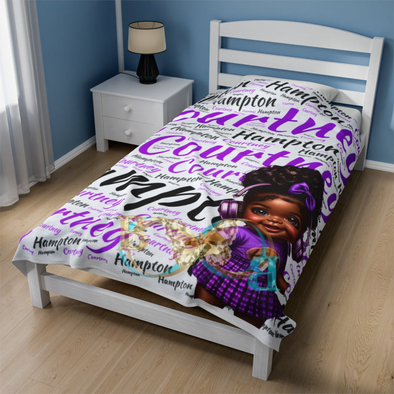 Personalized Velveteen Plush Blanket All Over Prints